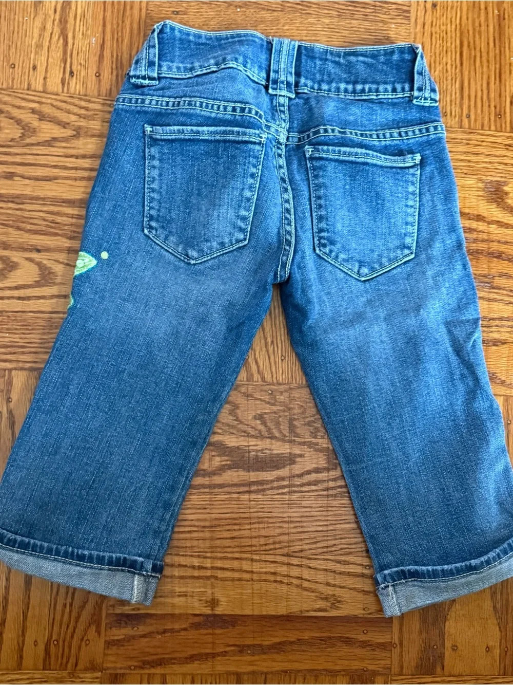 GAP Blue Cropped Jeans with Green Embroidered Butterflies
